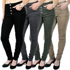 JEWELLY ★ BASIC BOYFRIEND BAGGY JEANS HOSE KNÖPFE STRETCH NEU 34 36 38 40 42