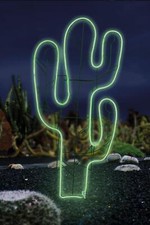 LED Figur Neon Kaktus Metall Wanddeko beleuchtet Leuchte Außen Garten Deko IP44 