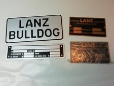 4x Typenschild Lanz Bulldog Oldtimer Trecker Traktor Messing Alu Anhänger