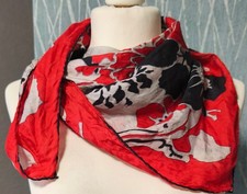 Vintage Halstuch -schwarz/hellgrau/rot - reine Seide