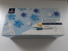 Wanddeko 15 Tlg Blumen Blau weiß 3D Tchibo Neu Deko Artikel Plastik 