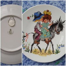 Entzückender Wandteller voller Liebe fürs Kinderzimmer, Mädchen & Junge auf Esel