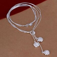 3-fach Halskette Kugelanhänger Choker 925 Sterling Silber Frau Collier