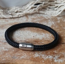 Armband Segeltau "Anker" 6mm Schwarz mit Edelstahl Magnetverschluss