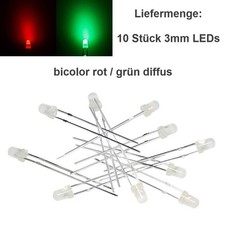 Duo LED Bicolor 3mm 5mm 2 Pin rot/grün rot/blau diffus klar LEDs 10 Stück