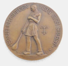 Alte Bronze Medaille Glasbläser 25 Jahre Detag Tafelglas signiert Pfeiffer Ø8cm