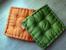 2x Palettenkissen Sitzkissen Bodenkissen Hellgrün und Orange