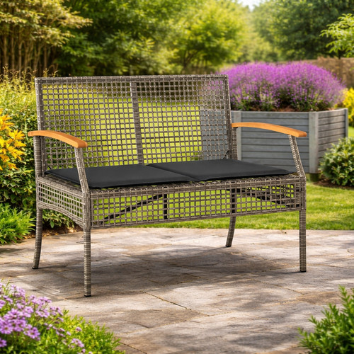 Gartenbank grau polyrattan - gartenbank,