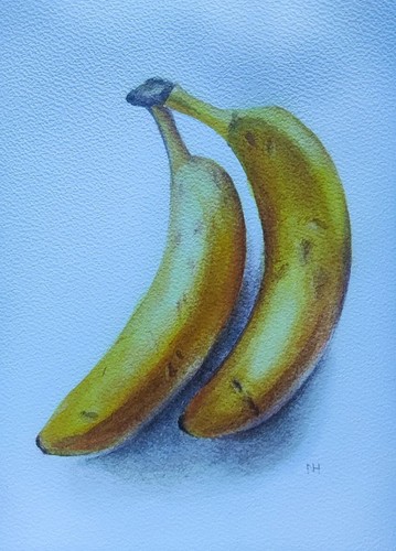 Aquarell original bananen obst - original,