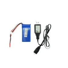 Akku 7,4V / 0850mAh / Li-Po / JST- Stecker / V912 + USB-Ladekabel für 7,4V Akkus