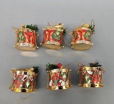 Weihnachten Baum Christbaum Tanne Behang Schmuck Deko Trommel gold rot