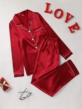Damen Satin Pyjama Set Langarm