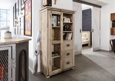 used look Vitrine weiß Mango Vitrinenschrank Schrank Railway Holz massiv 100x175