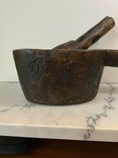 Antik Holz Mörser Und Stößel Original Alt Handgeschnitzt Historisch