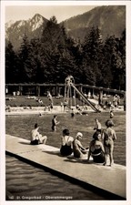 Ak Oberammergau in Oberbayern, Schwimmbad, Rutsche, Schwimmer,... - 4903915