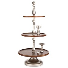 ABELLA Casa XL-Deko-Etagere 3 Holz-Tabletts H. 87cm, Ø 30-44cm P4N10