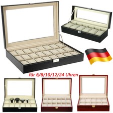 Uhrenbox für 10 Uhren Uhrenkoffer Uhrenetui Uhrenkasten Uhrenschatulle Schwarz
