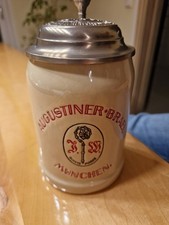Steinkrug Augustiner 1/2l Zinndeckel Bierkrug