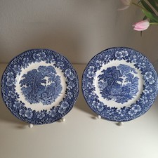 Wedgwood Woodland 2 Teller Keramik Blau ca. 20 cm cottage core England sehr gut