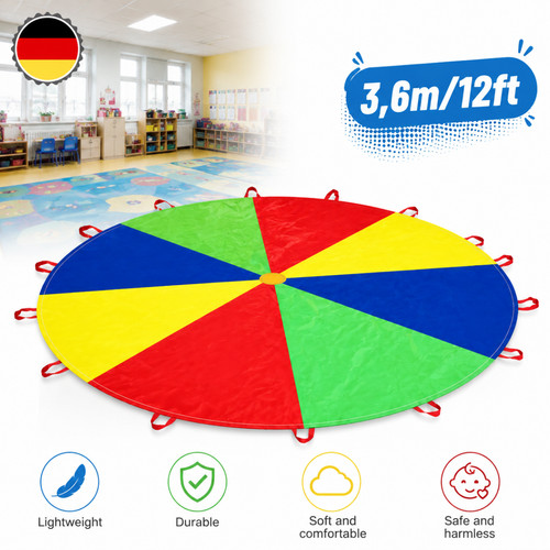Schwungtuch regenbogen 6m - regenbogen, 3,6m