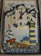 Maritim Stil Nostalgie Uhr Kinderzimmer Leuchtturm Meer  Schiff Delphin cool Neu