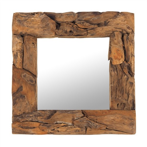 Wandspiegel teak 50x50 - wandspiegel,