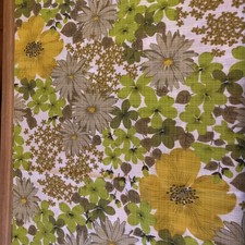 STOFF Gardine  Deko Schal  150x 440cm Nähen DDR Stoff Grün Bunt Vintage Blume