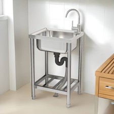 Edelstahl Spültisch Waschbecken Freistehendes Einzelbecken-Küchenspülbecken