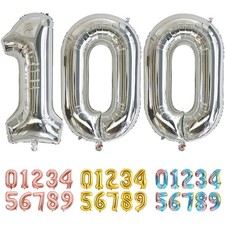 Elegante Silber Luftballons Zahlen für Geburtstagsfeier - Riesen Größe 100