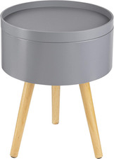 ONVAYA® Beistelltisch Couchtisch Sofia - groß - Ø 38 cm - Grau/Holz - B-Ware