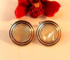 Big Perlmutt Manschettenknöpfe 835 Silber old silver Cufflinks / bz 232