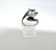 925er Silber Cocktailring mit großem Zirkonia – Ringgröße EU 60 / US 9