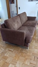 Sofa, 2-sitzig, mit Klapplehne rechts, 182 cm lang, brauner Stoff in Lederoptik