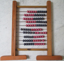 Rechenschieber Holz alt Original Schule Mathematik antik rar selten Deko Kugeln