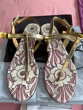 Prada Sandalen Gold Muster Gr.38 Rechnung gebraucht