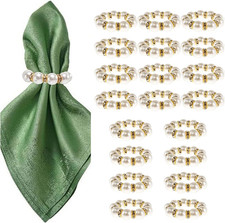 Serviettenringe 20 Stück Kunstperle Gold - für Hochzeiten  Partys