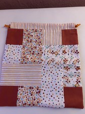 selbstgenähter Beutel Patchwork mit Kordelzug