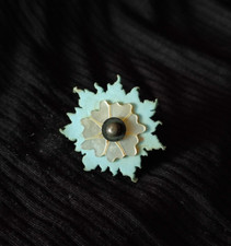 Toller CHARLOTTE Ehinger Blüten Ring 925 Silber Moosgummi hellblau Designer Ring