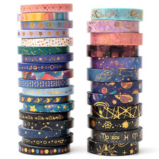 YUBX 30 Rollen Washi Tape Set,Sternenhimmel Masking Tape Goldfolie Dekorative Kl