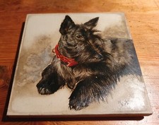 alte Fliese Unikat "Rokotnitz GmbH" "Scottish Terrier" antik Deko Einzelstück
