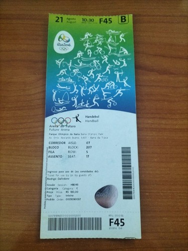 Used ticket olympic games 2016 - olympic,