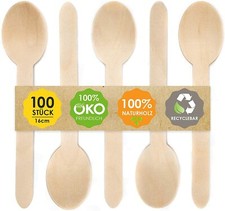 JSM Einwegbesteck aus Holz 100 St.  Biologisch abbaubar und umweltfreundlich