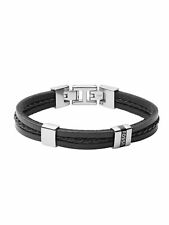 Fossil Herren Armband Edelstahl Silber Schwarz 19,5 cm JF03686040