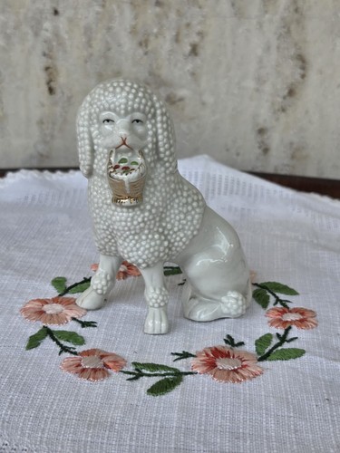 Vintage porzellan pudel figur - vintage,
