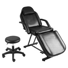 Kosmetikliege Therapieliege mit Stuhl Massageliege Tattooliege weiß schawarz