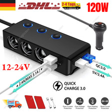 Auto KFZ 120W Adapter Zigarettenanzünder Hub Verteiler 3 Fach plus 4 USB 12V 24V