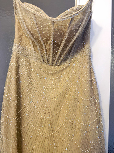 Damen abendkleid lang beige - damen,