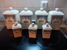 Alte Vorratsdosen Gewürzdosen Vorratsbehälter Vintage Porzellan Dekor Retro 