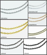 Metallkette 2x3mm 1m Ankerkette Kette Meterware Schmuckkette Gliederkette, MK-88