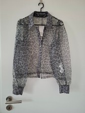 ZARA Bluse Chiffon Grau Animal